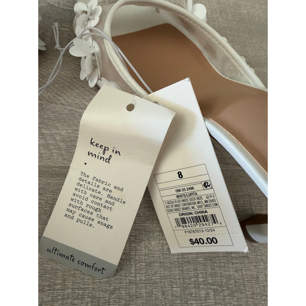 A New Day Lupita White Floral Mesh Kitten Heels white Sandals Size 8 - Picture 7 of 7